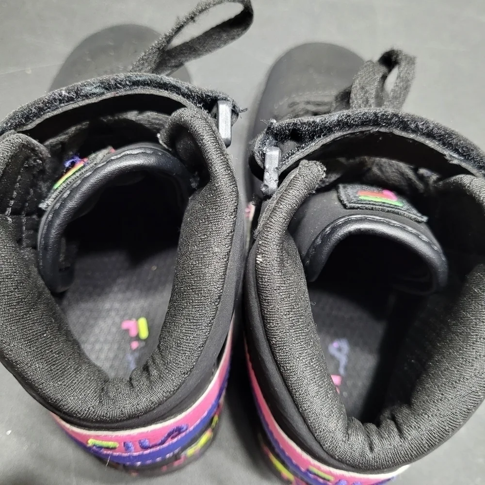 Fila Vulc Paint Drip Black And Pink Sneakers Girls Size‎ 1